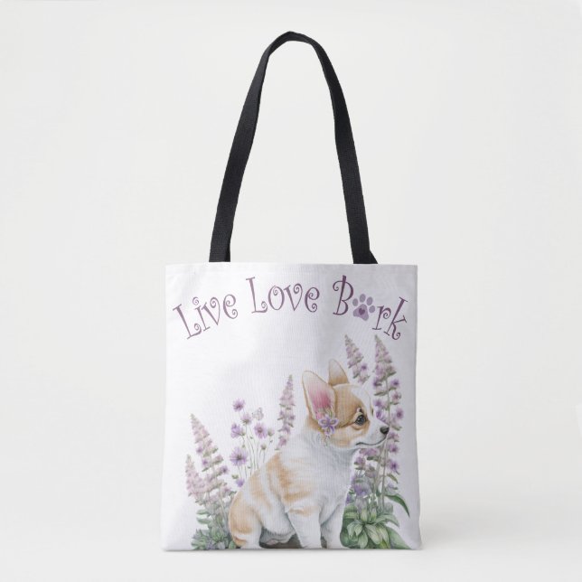 Bolsa Tote Corgi Dog Mãe Floral (Frente)