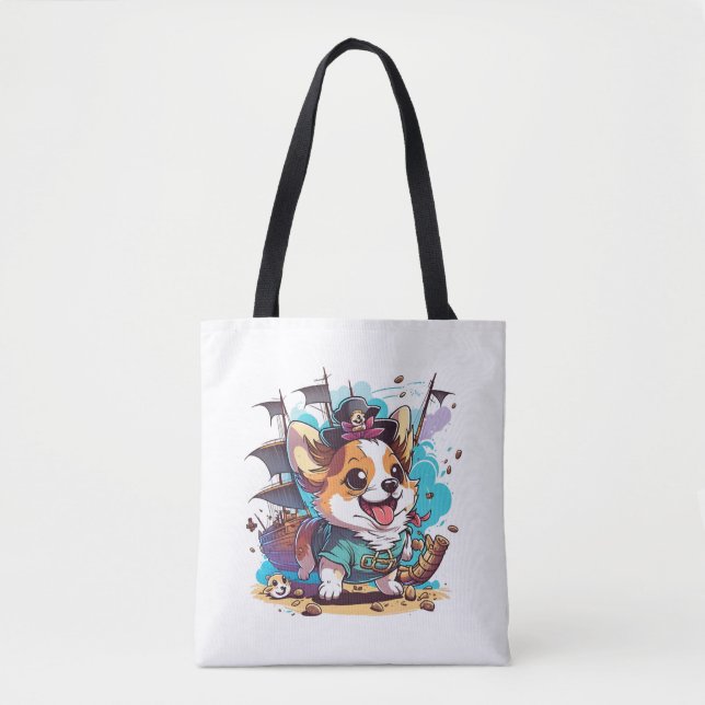 Bolsa Tote Corgi Dog Pirate (Frente)
