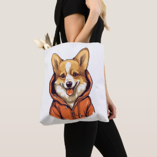 Bolsa Tote Corgi Engraçado Vestindo Moletom