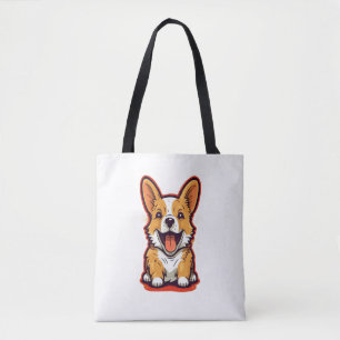 Bolsa Tote Corgi Feliz e Bonito - Design Adorável para Cão Lo