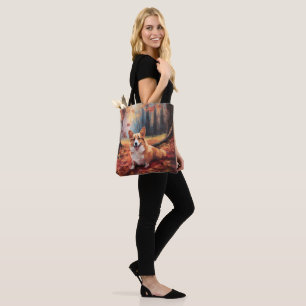 Bolsa Tote Corgi no Outono Folhas Caídas Inspiram