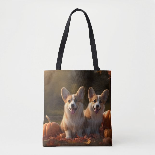 Bolsa Tote Corgi Puppy Autumn Delight Pumpkin (Frente)