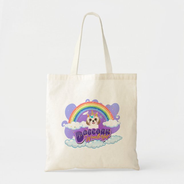 Bolsa Tote Corgi Rainbow Unicorn (Frente)