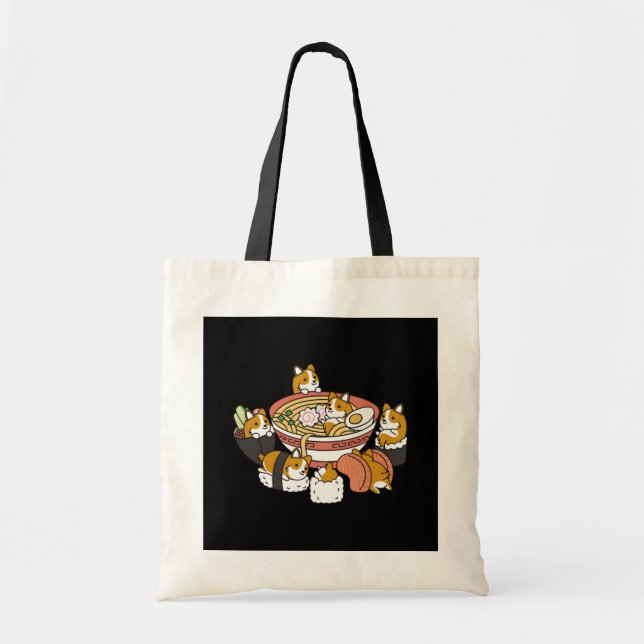Bolsa Tote Corgi Ramen Sushi (Frente)