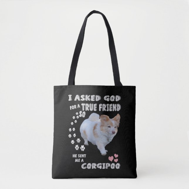 Bolsa Tote Corgipoo Lover, Cockerpoo Mãe, Pai Corgi Poodle (Frente)