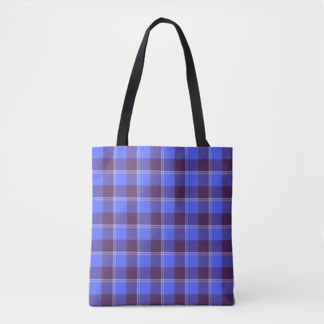 Bolsa Tote Cornflower Blue and Livid Brown Plaid (Frente)