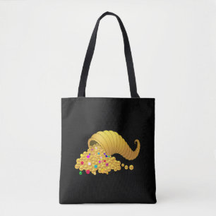 Bolsa Tote Corno de Ouro da Abundância em Preto