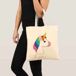 Bolsa Tote Corno Mágico Bonito com Cabelo Colorido