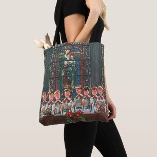 Bolsa Tote Coro de Crianças Cantando Natal Antigo na Igreja