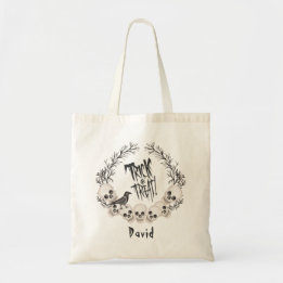 Bolsa Tote Coroa de Caveira Assustadora Corvo ou Doces
