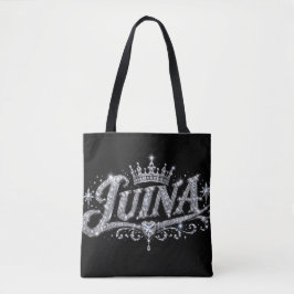 Bolsa Tote Coroa de Diamante de Luxo LUINA com Nome Personali