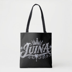 Bolsa Tote Coroa de Diamante de Luxo LUINA com Nome Personali
