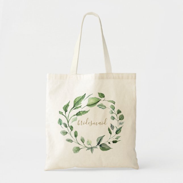 Bolsa Tote Coroa de Folhagem Botânica Rota Bridesmaid (Frente)