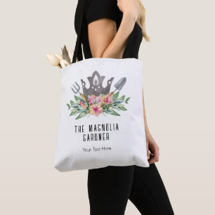 Bolsa Tote Coroa de Jardinagem Boho Chic Aquarela Ferramentas