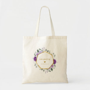 Bolsa Tote Coroa de Noiva Roxa Floral
