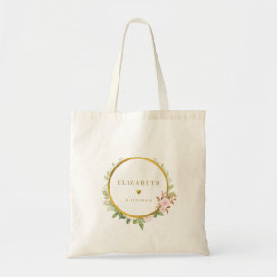 Bolsa Tote Coroa de Ouro Botânico Dama de Honra