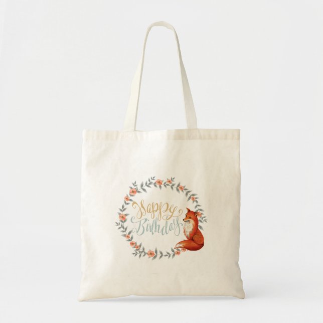 Bolsa Tote Coroa de Raposa de Aniversário (Frente)