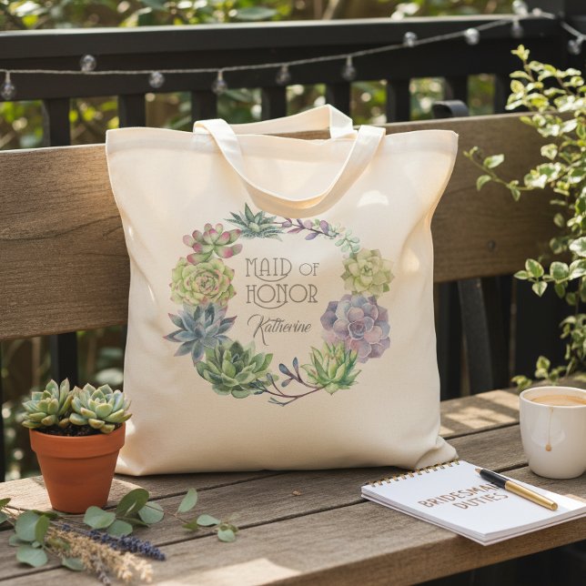Bolsa Tote Coroa de Suculentas Dama de Honra ID517 (Criador carregado)