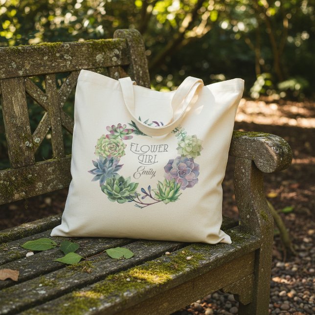 Bolsa Tote Coroa de Suculentas para Menina de Flores ID517 (Criador carregado)