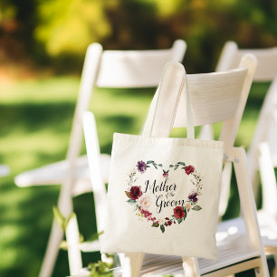 Bolsa Tote Coroa Floral Borgonha Mãe do Noivo