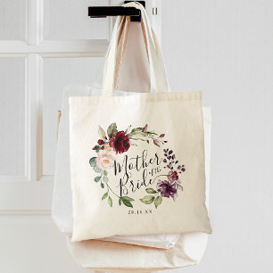 Bolsa Tote Coroa Floral Burgundy Blush Mãe da Noiva