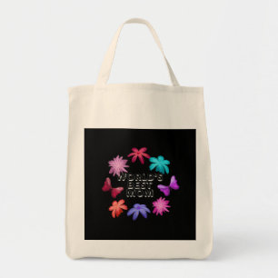 Bolsa Tote Coroa Floral de Borboleta da Melhor Mãe do Mundo L