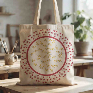 Bolsa Tote Coroa Floral Elegante Monograma Personalizado Redo