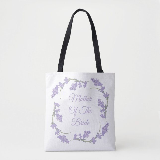 Bolsa Tote Coroa Floral Lavanda para Mãe da Noiva (Frente)