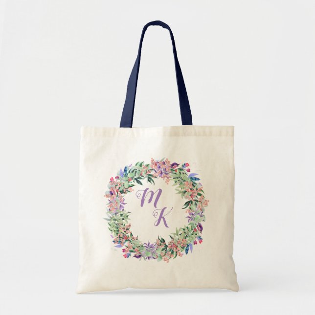 Bolsa Tote Coroa Floral Personalizada (Frente)