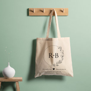 Bolsa Tote Coroa Floral Simples e Elegante com Monograma de C