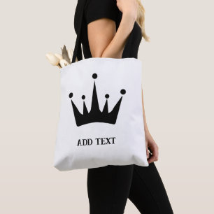 Bolsa Tote Coroa Preta com Adicionar Texto Tamanho Médio Garo