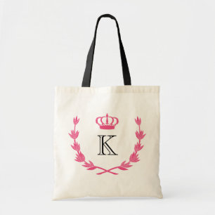 Bolsa Tote Coroa real & monograma do rosa quente