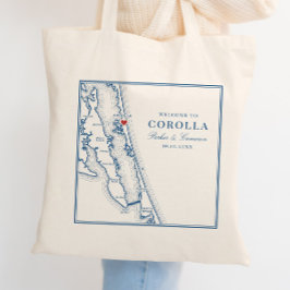 Bolsa Tote Corolla NC Map Elegant Navy Blue Wedding