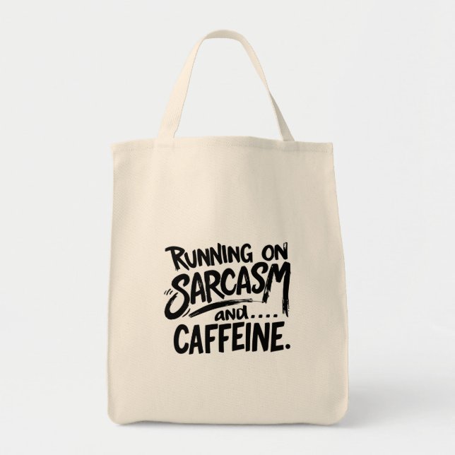 Bolsa Tote Correndo com Sarcasmo e Cafeína (Frente)