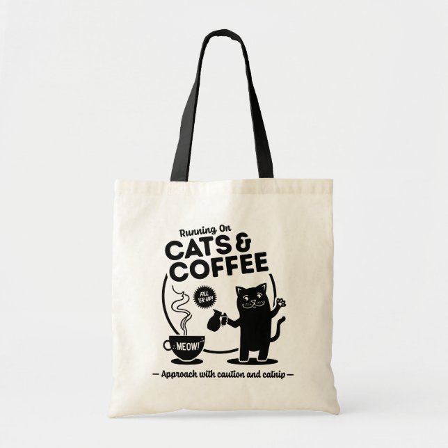 Bolsa Tote Correndo em Gatos e Café (Frente)