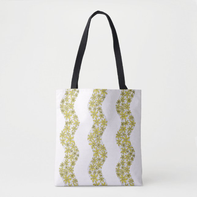 Bolsa Tote Corrente de margarida Flor Brilhante Flores amarel (Frente)