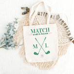 Bolsa Tote Correspondência feita na Noiva da Bachelorette de<br><div class="desc">Procurando o acessório perfeito para a festa de solteira temática de tênis? Não olhe mais do que nossa bolsa de noiva de tênis de "Match Made in Heaven"! Esta na moda e esta mala prática de tote é a combinação perfeita para qualquer futura noiva tênis. Feito com materiais de alta...</div>