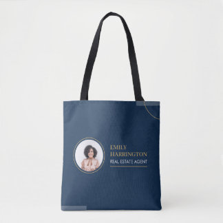Bolsa Tote Corretora de Imóveis Navy Linhas Finas
