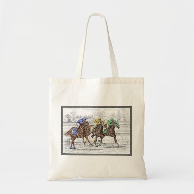 Bolsa Tote Corrida de cavalos três - pescoço e pescoço (Frente)