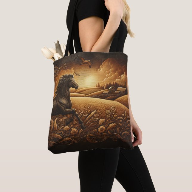 Bolsa Tote Corrida de Ouro de Black Stallion (Close Up)