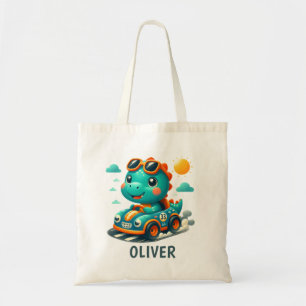 Bolsa Tote Corrida Fofa de T-Rex Dinossauro e Carro de Corrid