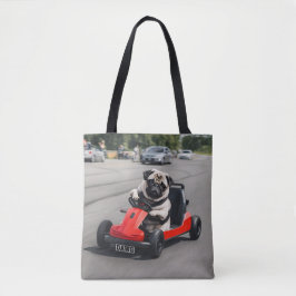 Bolsa Tote Corrida Pug go-kart