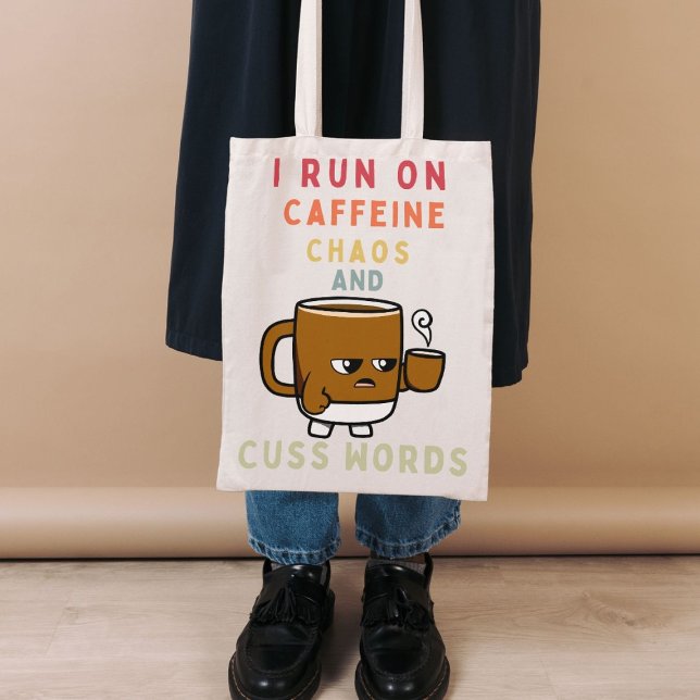 Bolsa Tote Corro em Caffeine, Caos e Palavras de Cuss - Negri (Criador carregado)