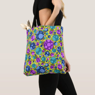 Bolsa Tote Cortar padrão de Bolinhas no azul rosa -