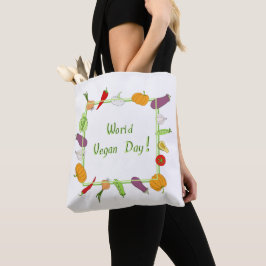 Bolsa Tote Corte Minimalista do Dia Mundial da Vegetariana