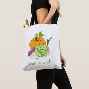 Bolsa Tote Corte Minimalista do Dia Mundial da Vegetariana