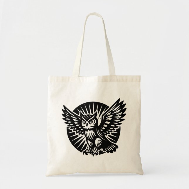Bolsa Tote Coruja Aluguel em um Círculo Deslizado (Frente)