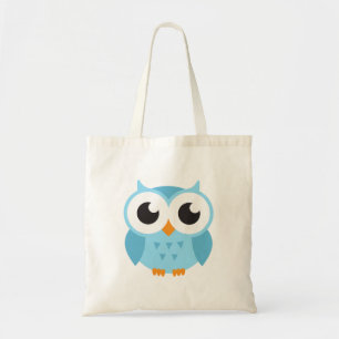 Bolsa Tote Coruja azul bonito do bebê dos desenhos animados