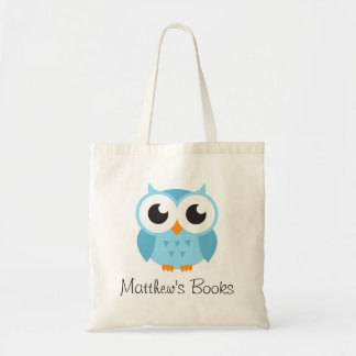 Bolsa Tote Coruja azul bonito livro personalizado da