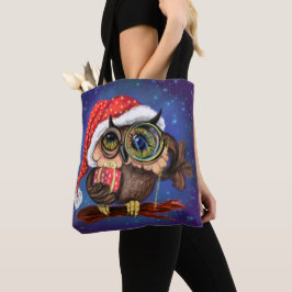 Bolsa Tote Coruja-Bebê Bonita com Chapéu e Presente de Natal 